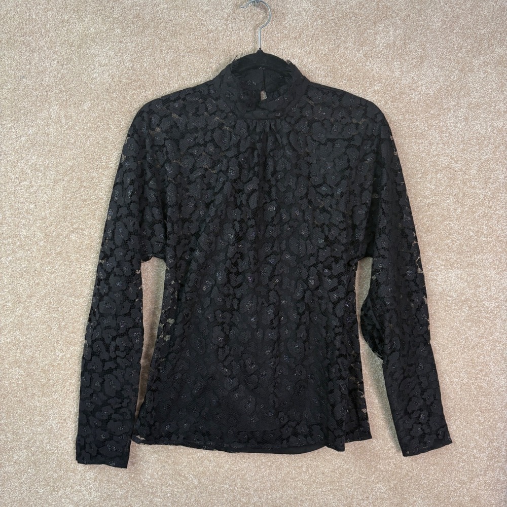NWT SALONI Lace Top Women's 4 Black Alek Long Sleeve Formal Workwear $325